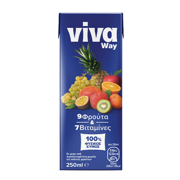 VIVA 250ml Way 9 Φρούτα 100% Φυσικός Χυμός