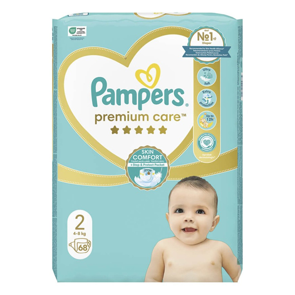 Pampers Πάνες Premium Care Νο2 (68τεμ.) (4-8kg) (JUMBO)
