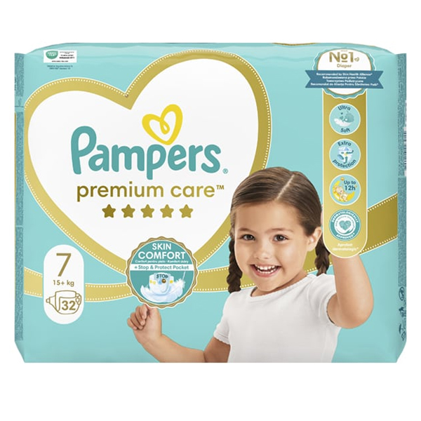 Pampers Πάνες Premium Care Νο7 (32τεμ.) (15kg+) (Jumbo)