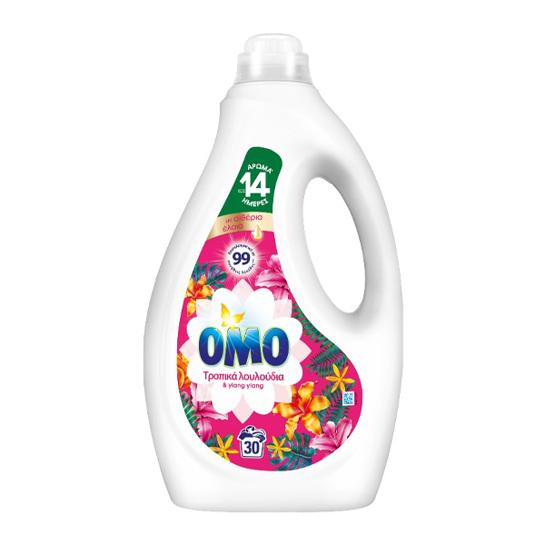 OMO Υγρό Πλυντηρίου 30μεζ. (1,5lt) - Τροπικά Λουλούδια