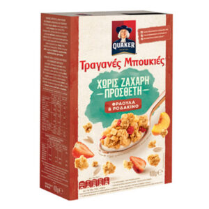 Quaker Τραγανές Μπουκιές Χωρίς Ζάχαρη 400gr (Φράουλα & Ροδάκινο)