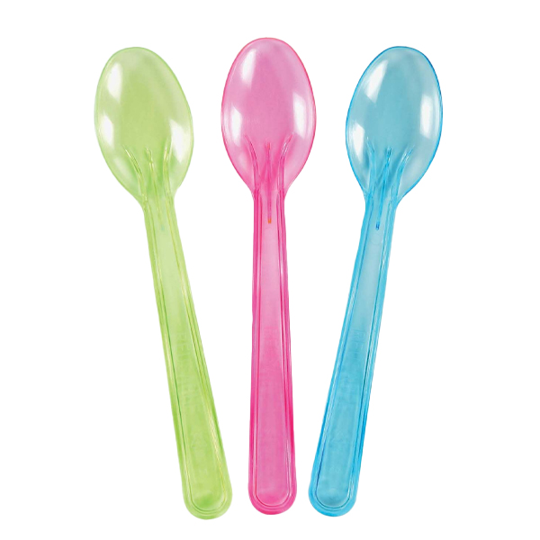 Lux Plast Κουτάλια Γλυκού 3χρώματα 1/1 (100τεμ.) 12cm - Επαναχρησιμοποιούμενα