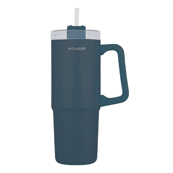 Ecocasa Homely Θερμός Straw Tumbler 900ml (Μπλε Ινδίας)