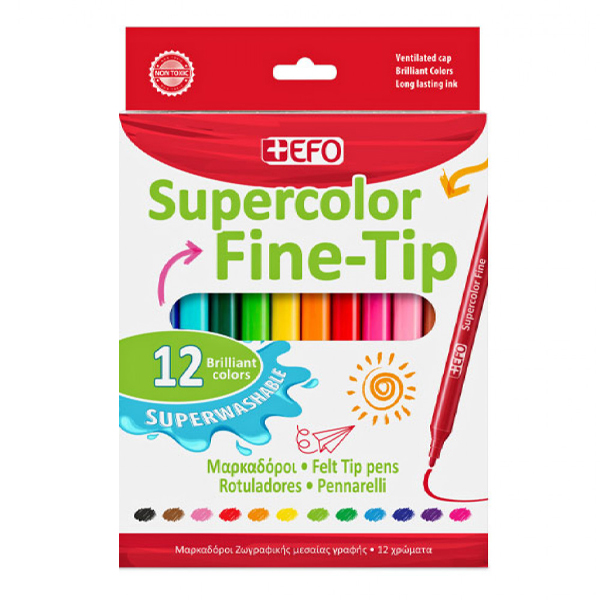 Efo Μαρκαδόροι Supercolor Fine Tip 12τεμ.