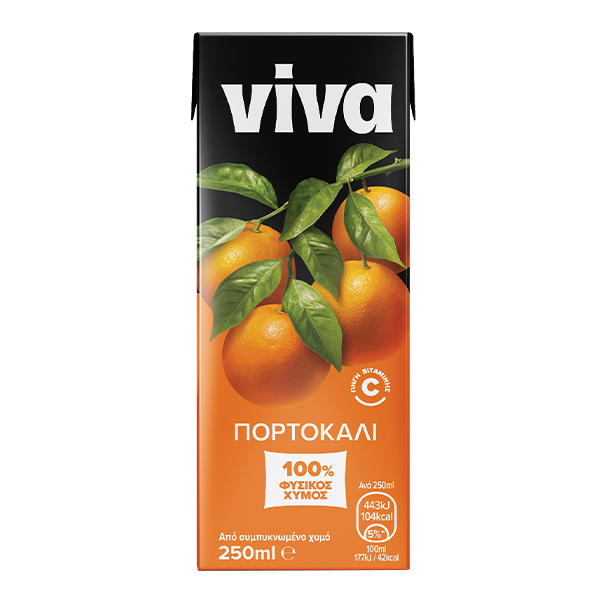 VIVA Πορτοκάλι 100% Φυσικός Χυμός 250ml