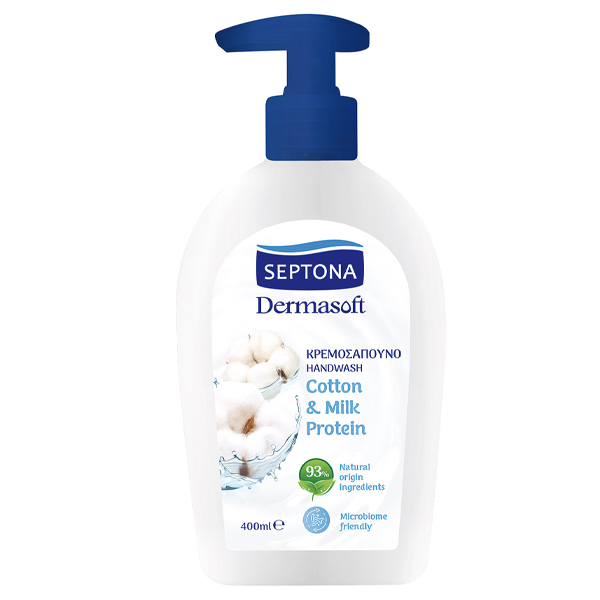 Septona Dermasoft Κρεμοσάπουνο Cotton & Milk Protein 400ml - Αντλία