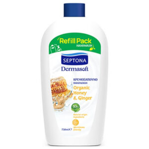 Septona Dermasoft Κρεμοσάπουνο Organic Μέλι & Τζίντζερ 750ml