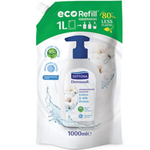 Septona Dermasoft Ανταλλακτικό Κρεμοσάπουνο 1lt Cotton & Milk Protein
