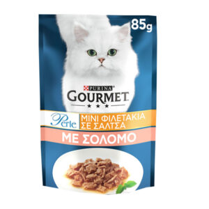 Gourmet Perle Γατοτροφή 85gr - Μίνι Φιλετάκια σε Σάλτσα-Σολομό