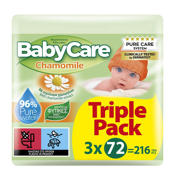 Babycare Μωρομάντηλα 3x72τεμ. (Chamomile)