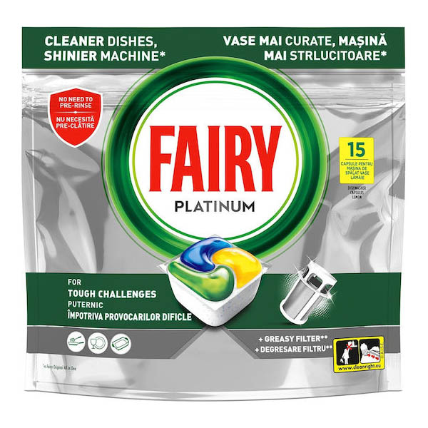 Fairy Caps Πλυντηρίου Πιάτων Platinum 15τεμ.