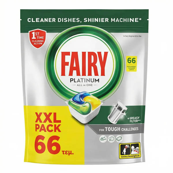 Fairy Caps Πλυντηρίου Πιάτων Platinum 66τεμ.