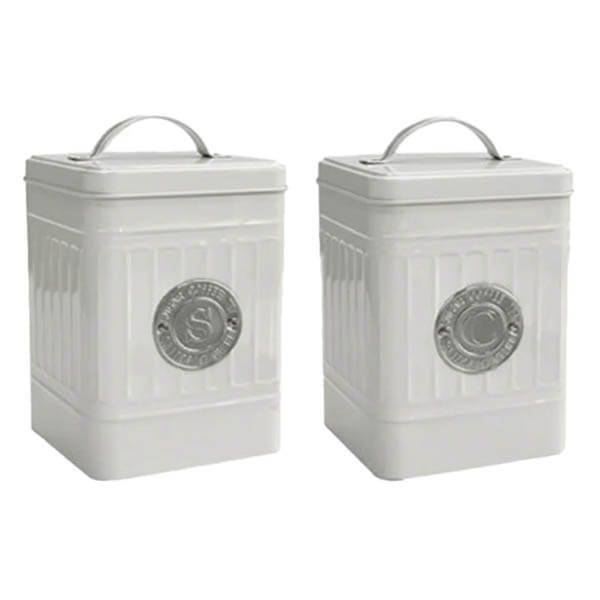 Μεταλλικό Τετράγωνο Κουτί Για Καφέ/Ζάχαρη 10x15x2cm Άσπρο
