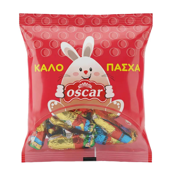 Πασχαλινά Σοκολατένια Mini Λαγουδάκια Oscar Γέμιση Πραλίνα 100gr