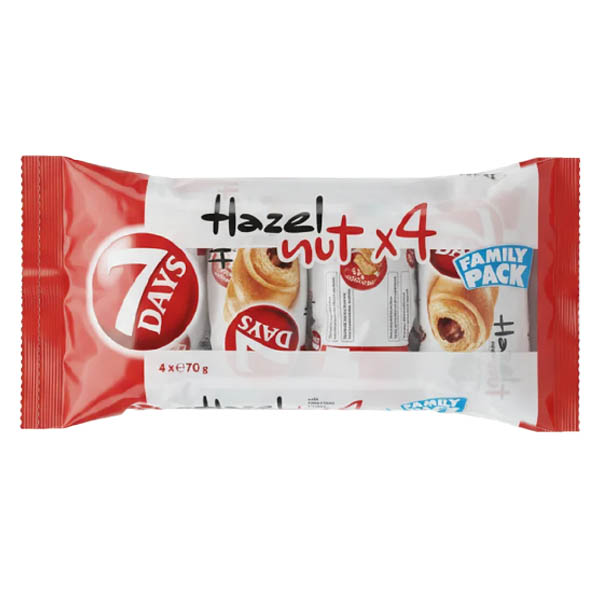 7 Days Κρουασάν Πραλίνα Φουντουκιού 4x70gr