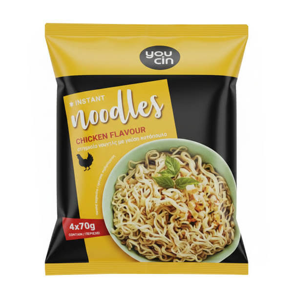Youcin Noodles (4x60gr) - Κοτόπουλο