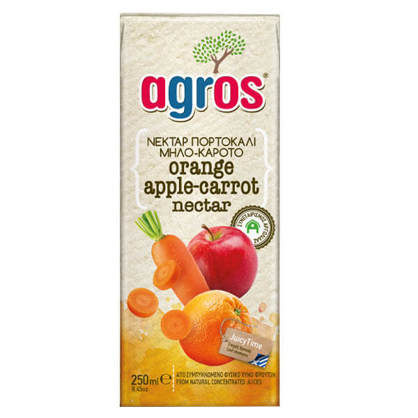 AGROS Χυμός 250ml (Πορτοκάλι-Μήλο-Καρότο Νέκταρ)