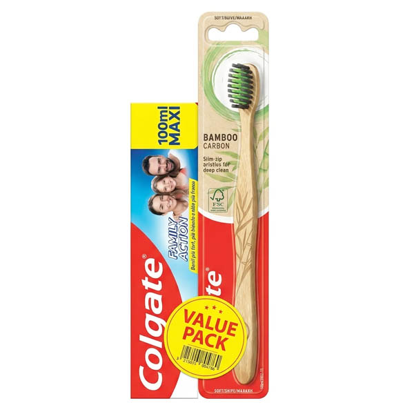 Colgate Family Action 100ml & Οδοντόβουρτσα Bamboo Carbon