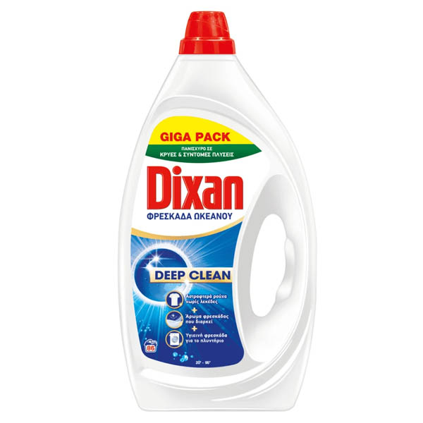 Dixan Υγρό Πλυντηρίου Gel 86μεζ. 3,87lt (Φρεσκάδα Ωκεανού)