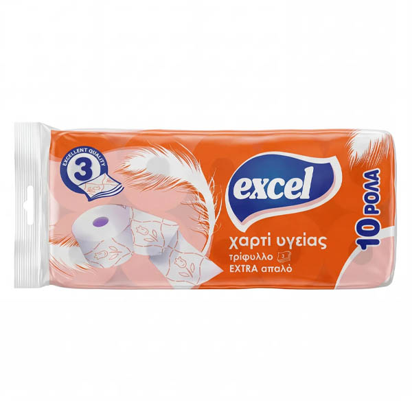 Excel Χαρτί Υγείας 3φύλλο 73gr - 10 Ρολά Deco Πορτοκαλί