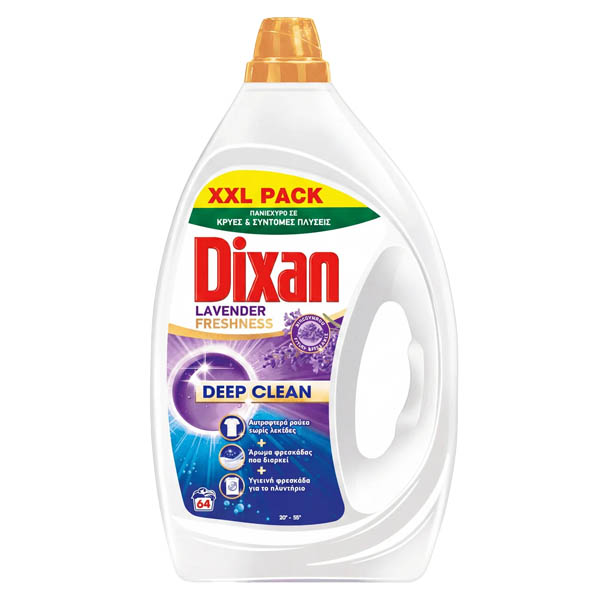 Dixan Υγρό Πλυντηρίου Gel 64εζ. 2,88lt (Φρεσκάδα Λεβάντας)