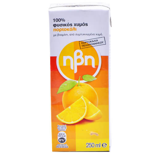 ΗΒΗ Χυμός Φυσικός 250ml (Πορτοκάλι 100%)