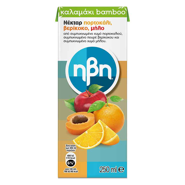 ΗΒΗ Χυμός Πορτοκάλι-Μήλο-Βερίκοκο 250ml