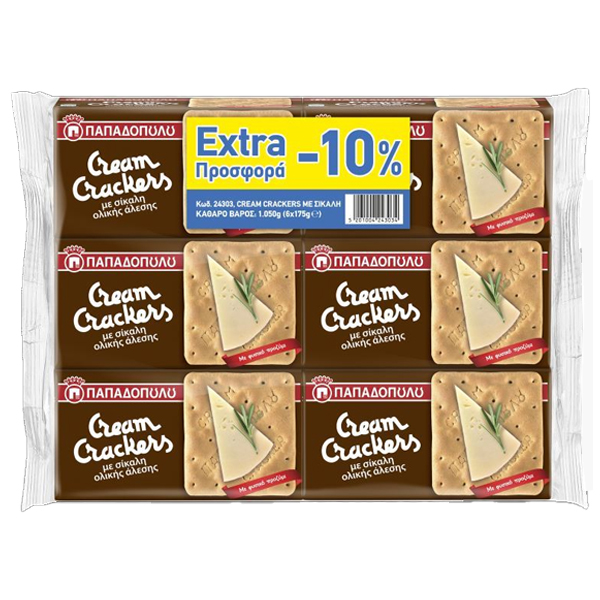 Παπαδοπούλου Cream Crackers (6x175gr.) Σίκαλης