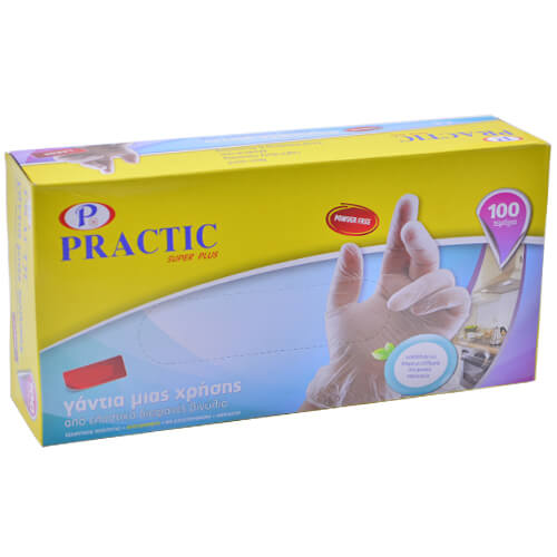 PRACTIC Γάντια Βινυλίου Απουδραριστά 100τεμ. (X-LARGE) (ΔΙΑΦΑΝΑ)
