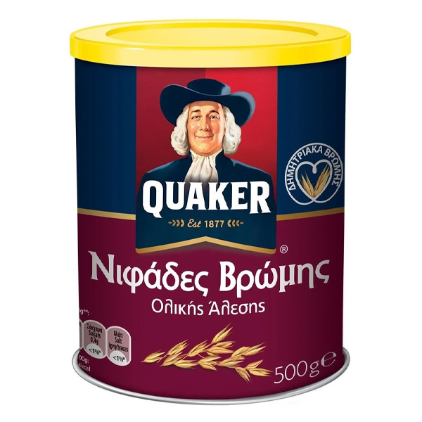 Quaker Νιφάδες Βρώμης 500gr (Μεταλλικό Κουτί)