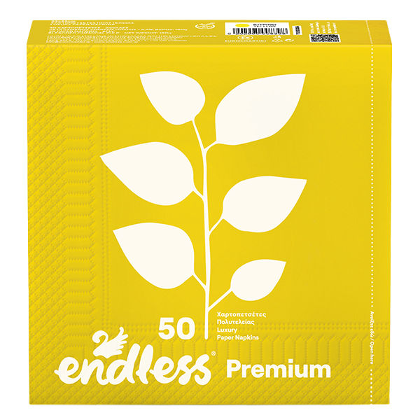 Endless Χαρτοπετσέτα Premium 50τεμ. (33x33cm) Κίτρινη