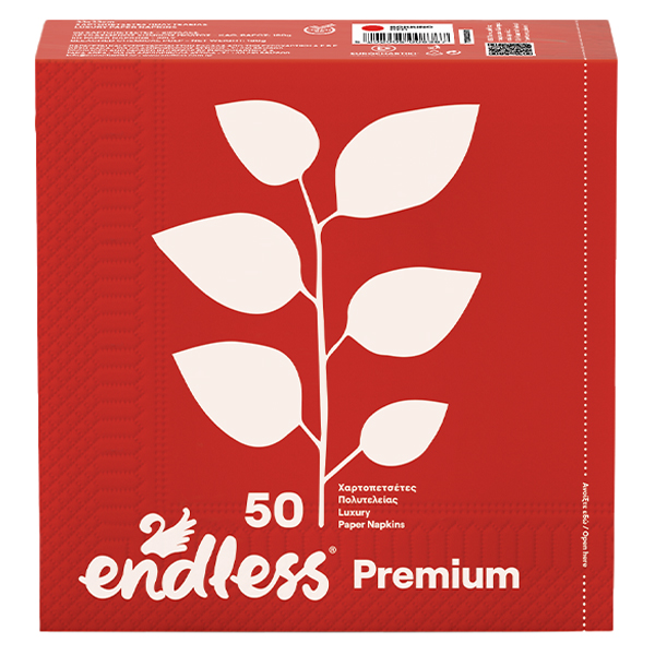ENDLESS Χαρτοπετσέτα Premium 50τεμ. (33x33cm) Κόκκινη