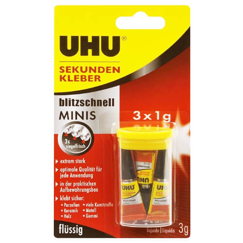UHU Super Glue Mini's Blister 1gr (3+1 Δώρο)