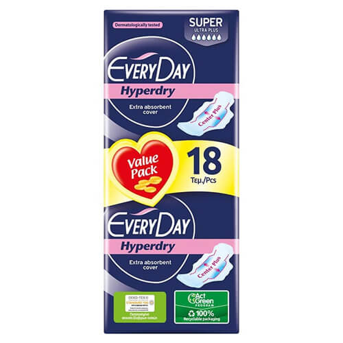 EVERYDAY Σερβιέτες Hyperdry 18τεμ. Super Ultra Plus
