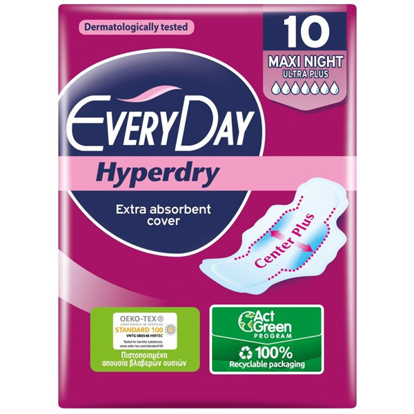 EVERYDAY Σερβιέτες Hyperdry 10τεμ. Maxi Night Ultra Plus