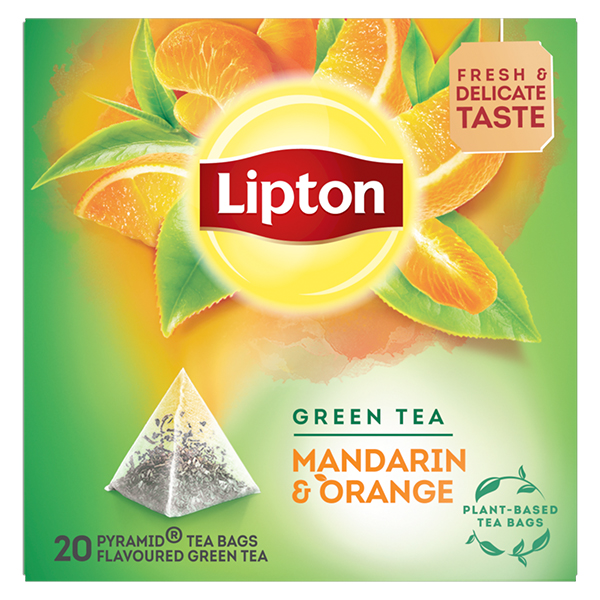 Lipton Πράσινο Τσάι Πυραμίδα (20x1,8gr) - Μανταρίνι & Πορτοκάλι