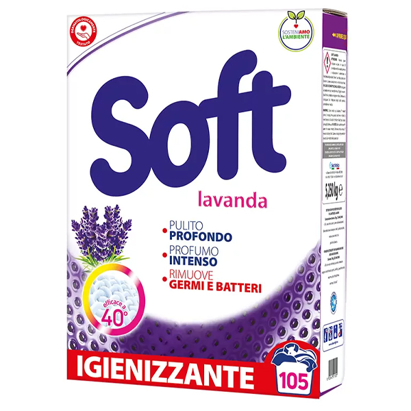 Soft Σκόνη Πλυντηρίου 105μεζ. (5,25kg) Λεβάντα