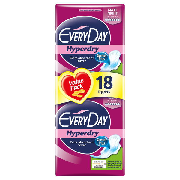 EVERYDAY Σερβιέτες Hyperdry 18τεμ. Maxi Night Ultra Plus