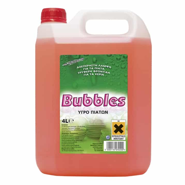 Bubble Υγρό Πιάτων Πορτοκάλι-Ξύδι 4lt