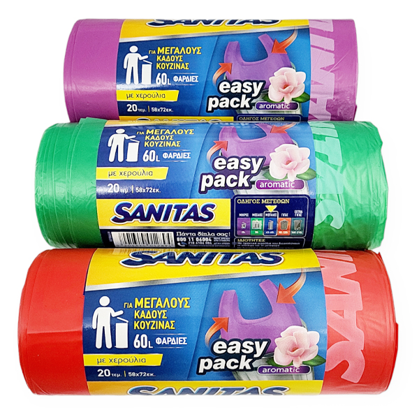 Sanitas Σακούλα Απορριμμάτων Αρωματική Easy 58x72cm 60lt 20τεμ.