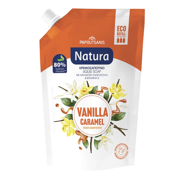Παπουτσάνης Natura Ανταλλακτικό Κρεμοσάπουνο 750ml (Vanilla Caramel)