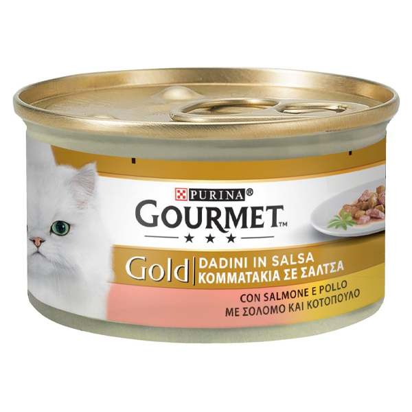 Gourmet Gold Γατοτροφή 85gr (Σολομός-Κοτόπουλο) σε Σάλτσα
