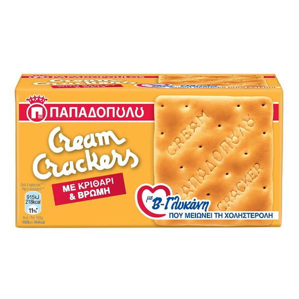 Παπαδοπούλου Cream Crackers 185gr - Κριθάρι Βρώμης