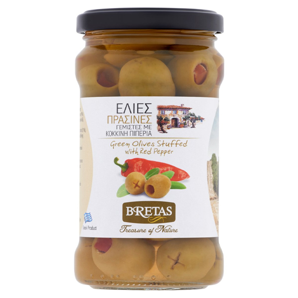 Μπρέτας Ελιές Πράσινες Γεμιστές 314ml (Πιπέρια) (Βάζο)
