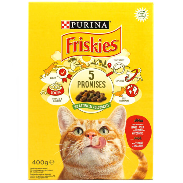 Friskies Γατοτροφή Κροκέτα 400gr (Βοδινό-Κοτόπουλο-Λαχανικά)