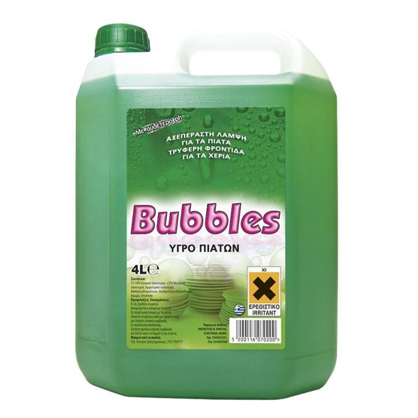 Bubble Υγρό Πιάτων 4lt (Πράσινο-Λεμόνι)