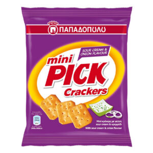 Παπαδοπούλου Mini Pick Crackers με Γεύση Sour Cream & Κρεμμύδι 70gr