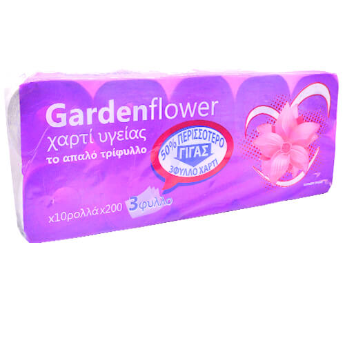 GARDEN FLOWER Χαρτί Υγείας 3φύλλο Μωβ 10 Ρολά