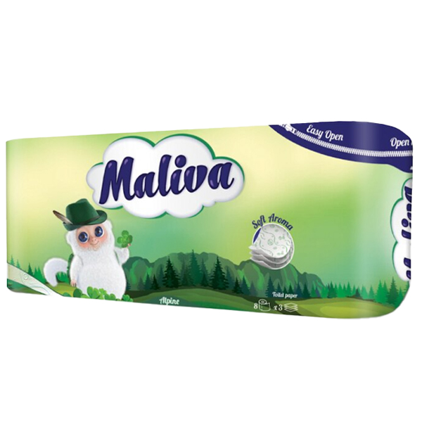 Maliva Χαρτί Υγείας 8 Ρολά 3Φ Alpine
