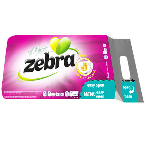 Zebra Χαρτί Υγείας 8 Ρολά 3Φ (Soft Economic) Μωβ
